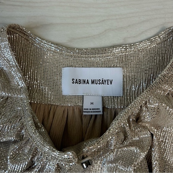 Sabina Musayev Mercury Mini Dress Metallic Shimmer Mini Dress Tie Front Size M - Picture 6 of 7